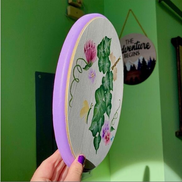 Vintage Handmade Spring Nature Vintage Floral Dragonfly Butterfly Wall Decor Art - Picture 2 of 6